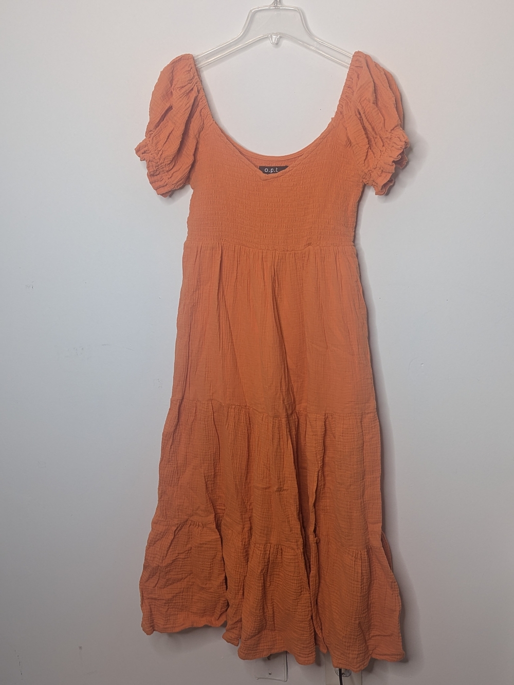 OPT Orange Puff-Sleeve Maxi Dress